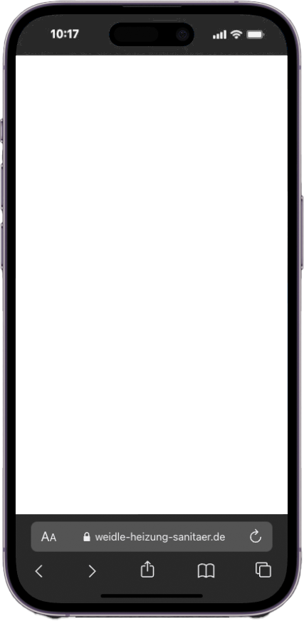 Weidle GmbH Heizung Sanitär – Website auf dem Smartphone